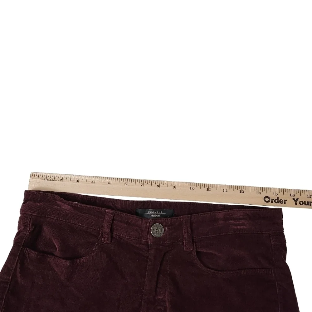 Max Mara Pants Womens 6 Burgundy‎ Corduroy Stretch Leggings Fit Weekend